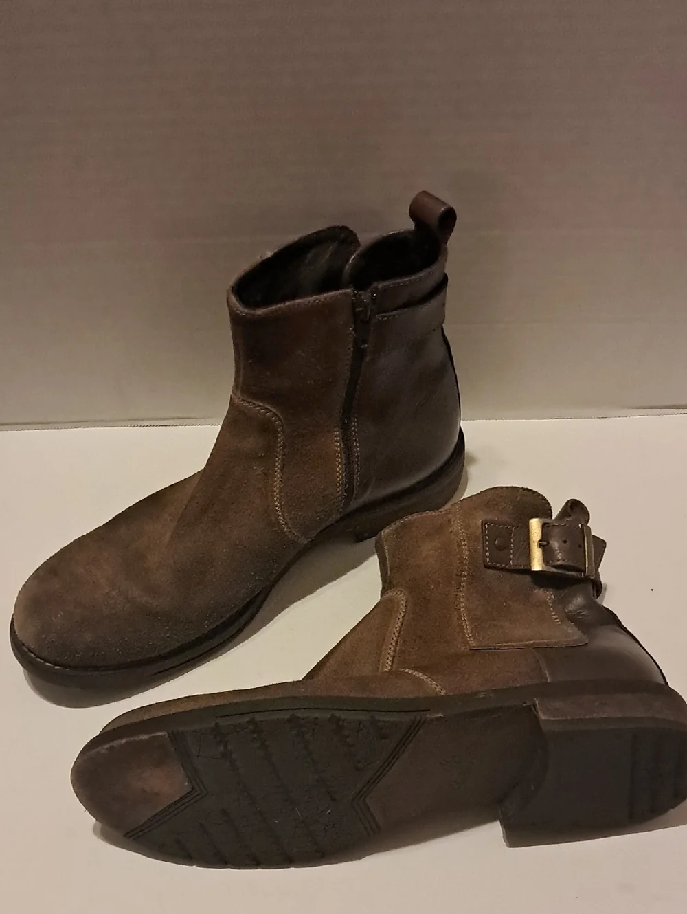 J & M 1850 Classic Brown Suede Leather Boots Made In Italy Adjustable Ankle